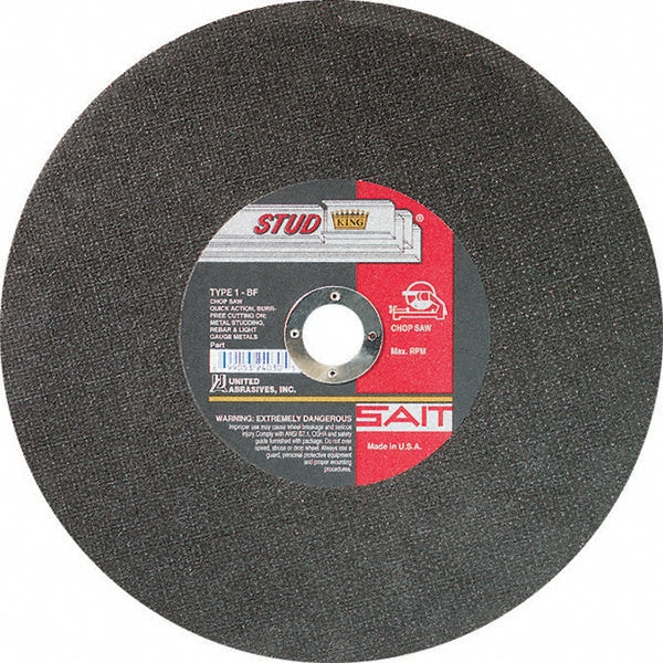 Sait 24050 Cutoff Wheel Type 1 (01/41), 14" Dia, 3/32" Thick, 1" Hole, Aluminum Oxide