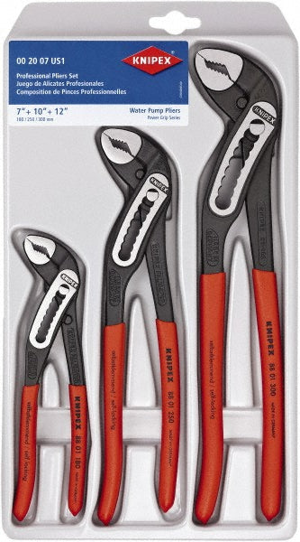 Knipex 00 20 07 US1 Plier Set 3 Pc, Pipe Wrench & Water Pump Pliers