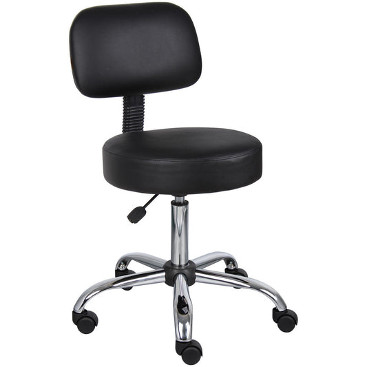 Boss Office Products B245-BK Medical Spa Professional Adjustable Stool with Back 20-1/2 to 26-1/2" Seat Height, 16 x 16" Seat