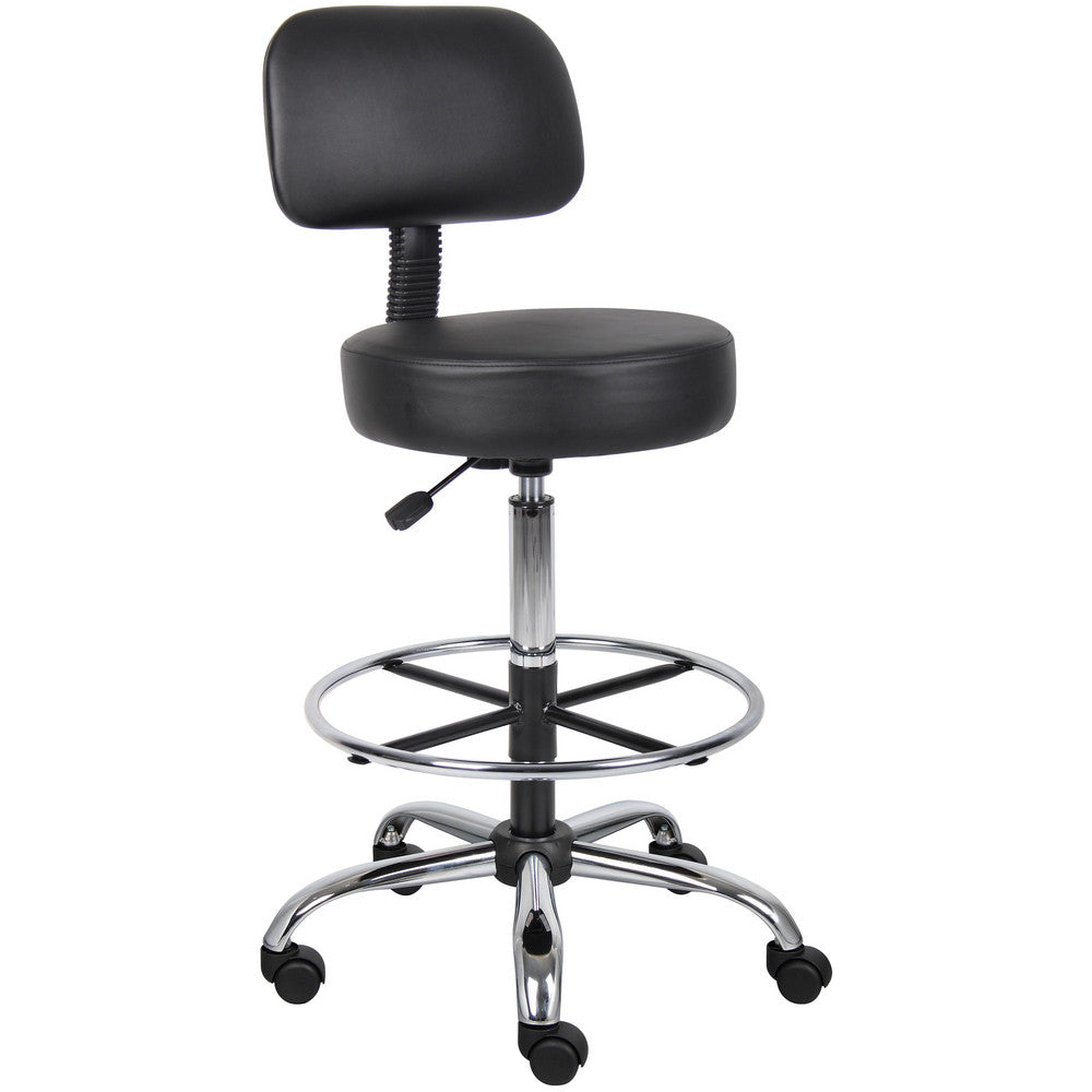 Boss Office Products B16245-BK Adjustable Drafting Stool with Back and Removable Foot Rest 28 to 34" Seat Height, 16 x 16" Seat