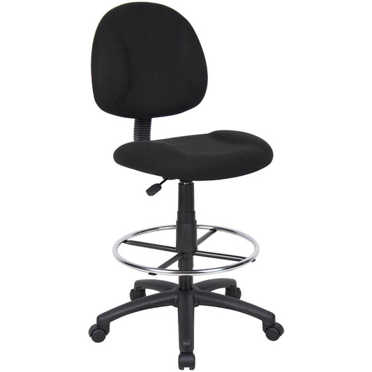 Boss Office Products B1615-BK Adjustable Drafting Chair with Foot Ring 25-1/2 to 30-1/2" Seat Height, 17 x 18-1/2" Seat