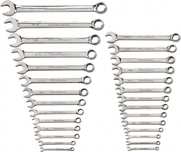GEARWRENCH 81923 Combination Wrench 28 Pc, 1 in, 1/2 in, 1/4 in, 11/16 in, 11/32 in, 13/16 in, 15/16 in, 3/4 in, 3/8 in, 5/16 in, 5/8 in, 7/16 in, 7/8 in, 9/16 in & 9/32 in Wrench, Inch & Metric