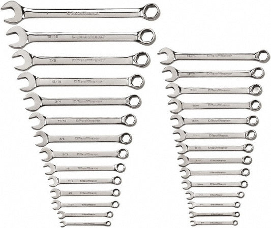 GEARWRENCH 81923 Combination Wrench 28 Pc, 1 in, 1/2 in, 1/4 in, 11/16 in, 11/32 in, 13/16 in, 15/16 in, 3/4 in, 3/8 in, 5/16 in, 5/8 in, 7/16 in, 7/8 in, 9/16 in & 9/32 in Wrench, Inch & Metric