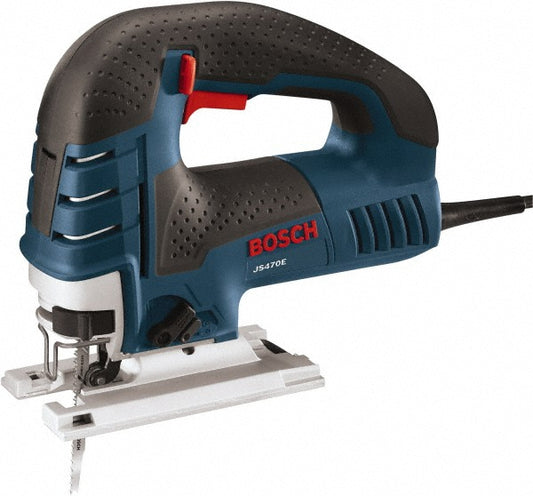 Bosch JS470E Electric Jigsaws Strokes per Minute 3100 Stroke Length (Inch) 1 Stroke Length 1 in Maximum Cutting Angle 0.0 Â° Amperage 7 7 A Cord Length 10.0 ft Stroke Type Orbital Handle Type Top Handle Blade Shank Type T-Shank Includes (1) JS470E