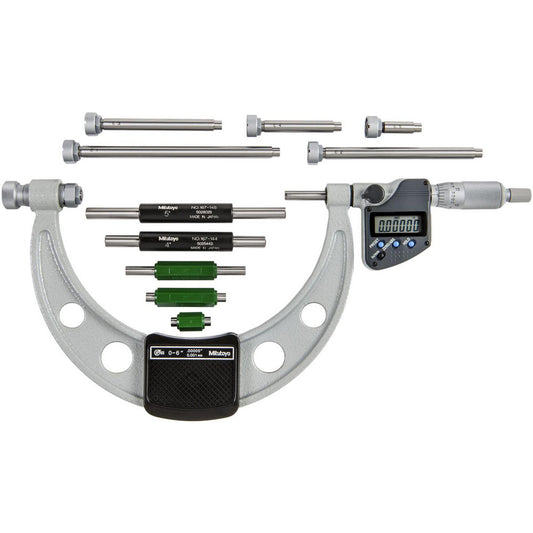 Mitutoyo 340-351-32 Electronic Interchangeable Anvil Micrometer 152.4 mm Range, 6 Anvils