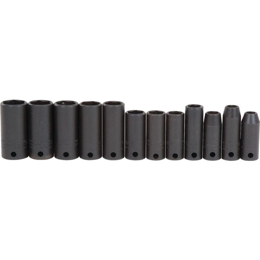 Proto J72217 Deep Impact Thin Wall Socket Set 12 Pc, 3/8" Drive, 8.00 to 19.00" Socket