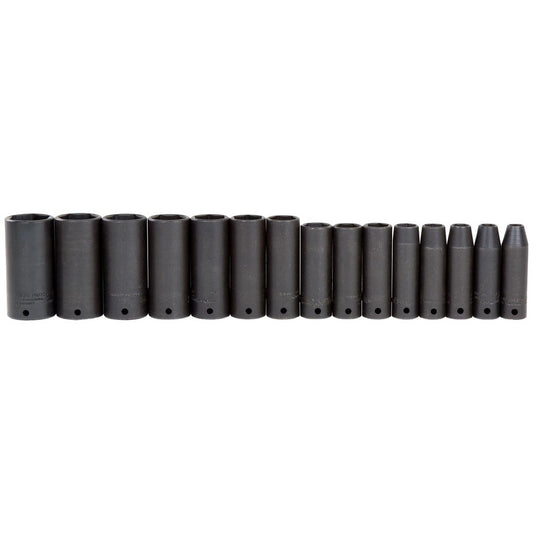 Proto J74117 Deep Impact Thin Wall Socket Set 15 Pc, 1/2" Drive, 3/8 to 1-1/4" Socket