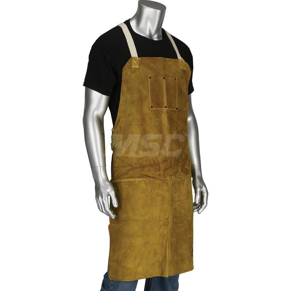 PIP 7010/36 Bib Apron Welding, Cowhide Leather, 36" OAL, Straps with Side Release Buckles Closure