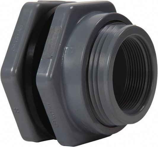 Hayward Flow Control BFAS1010TES 1" PVC Plastic Pipe Bulkhead Tank Adapter
