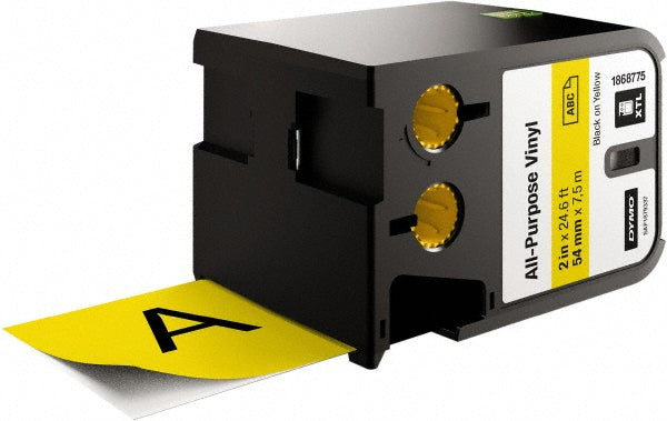 Dymo 1868775 Label Maker Label Black on Yellow, Vinyl, 276" OAL, 2" OAW, 1 Roll