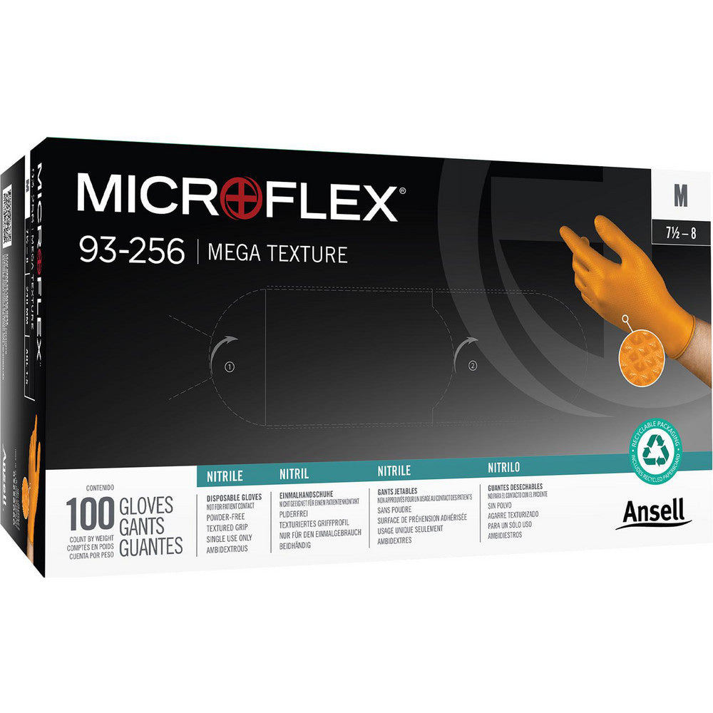 Ansell 93256090 Disposable Glove Series Microflex 93-256 Mega Texture, Size Large, 6.3 mil, Nitrile Coated, Nitrile, General Purpose Grade, Powder-Free, No