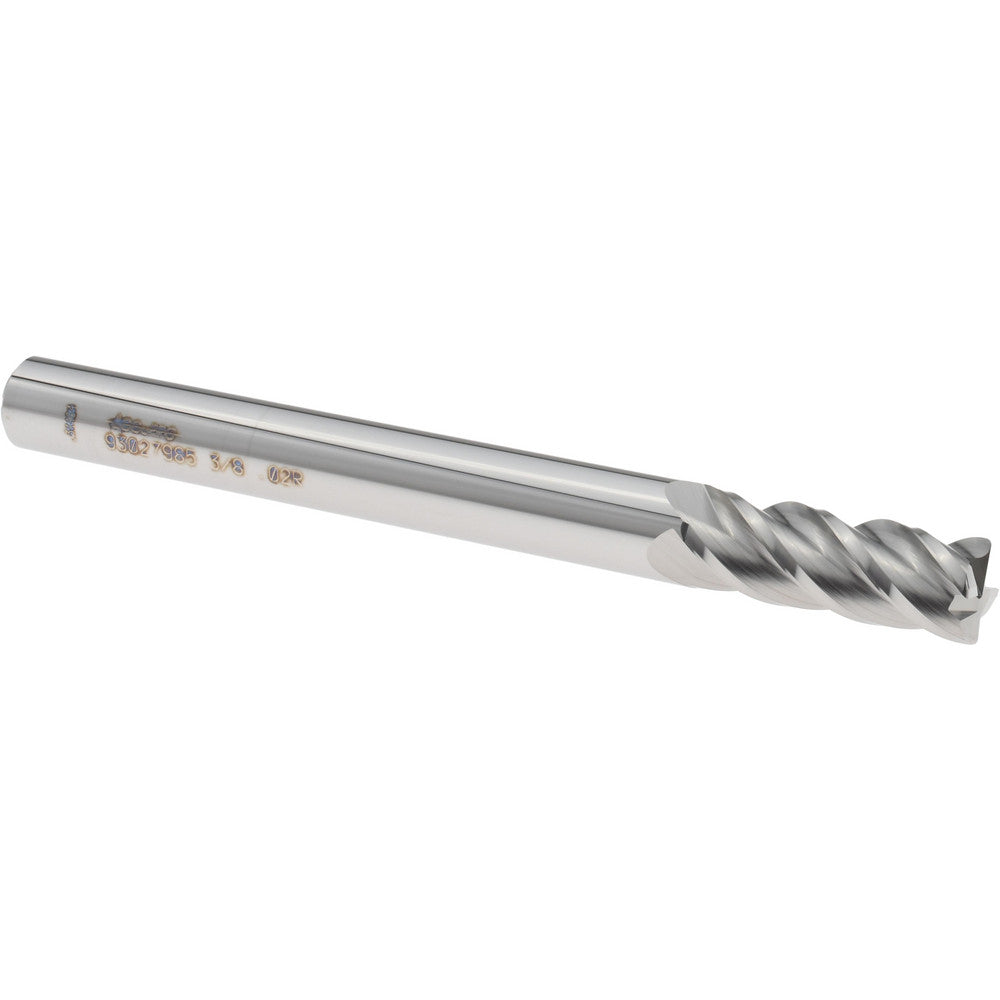 Accupro 93027985 Corner Radius End Mill 3/8" Dia, 1" LOC, 0.0200" Radius, 4 Flute, Solid Carbide