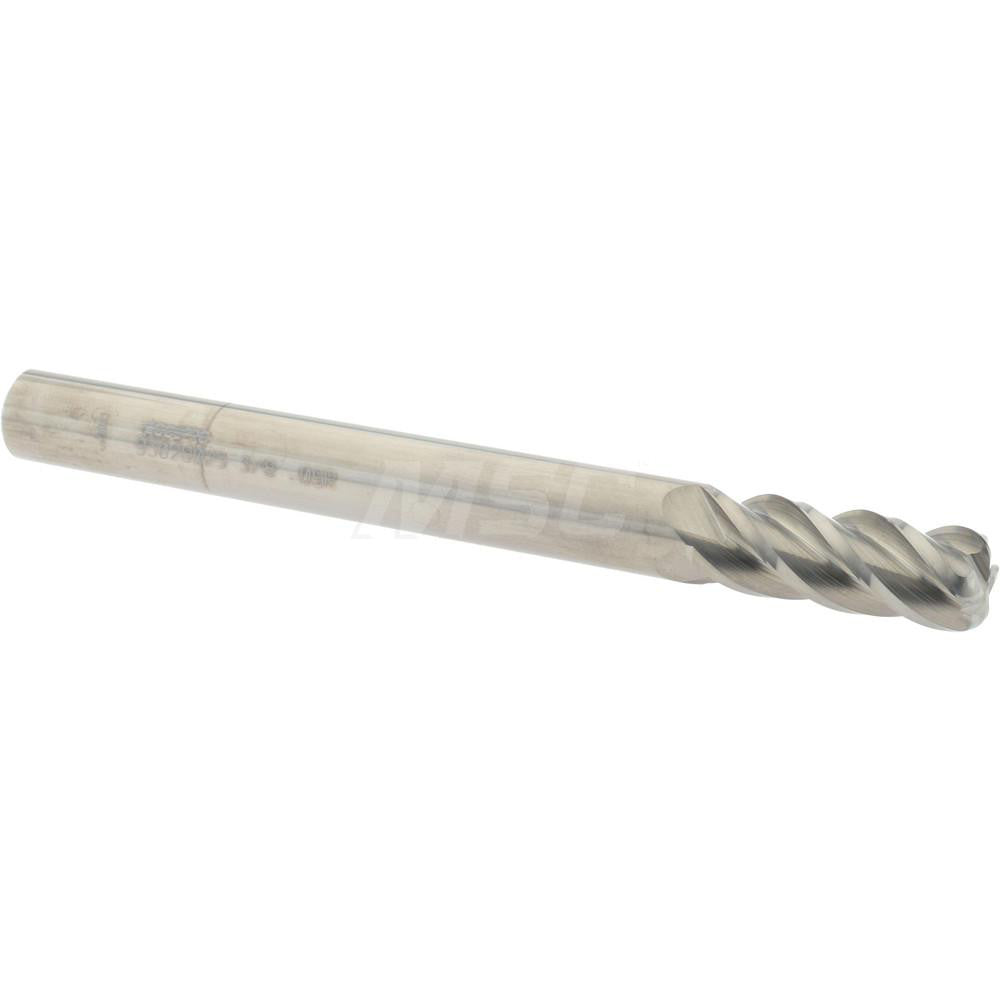Accupro 93028025 Corner Radius End Mill 3/8" Dia, 1" LOC, 0.09" Radius, 4 Flutes, Solid Carbide