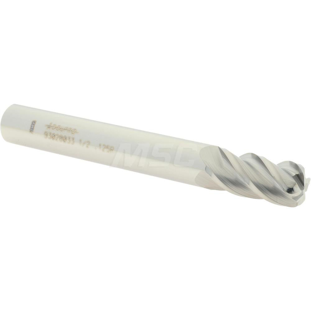 Accupro 93028033 Corner Radius End Mill 1/2" Dia, 1" LOC, 1/8" Radius, 4 Flutes, Solid Carbide