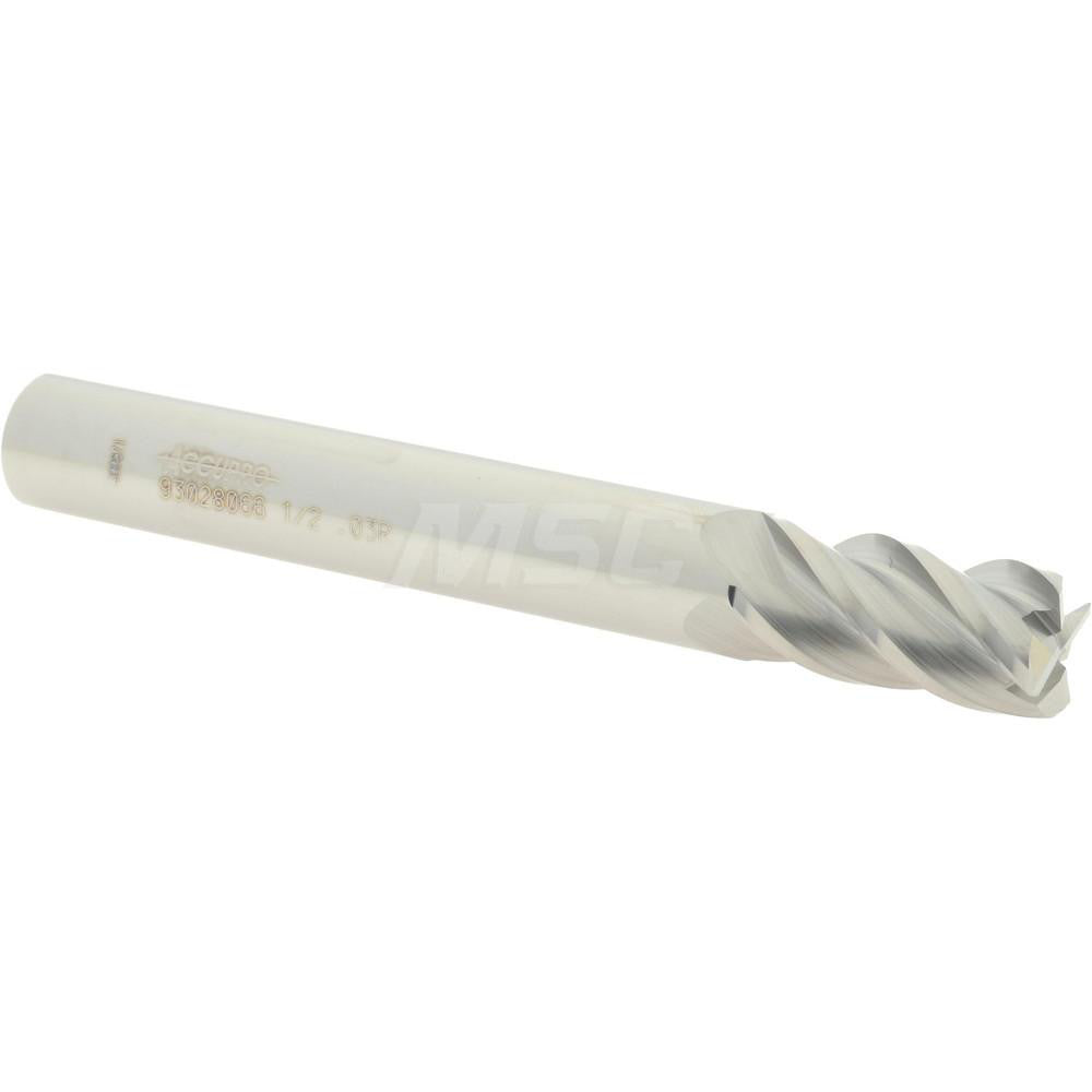 Accupro 93028066 Corner Radius End Mill 1/2" Dia, 1" LOC, 0.03" Radius, 4 Flutes, Solid Carbide