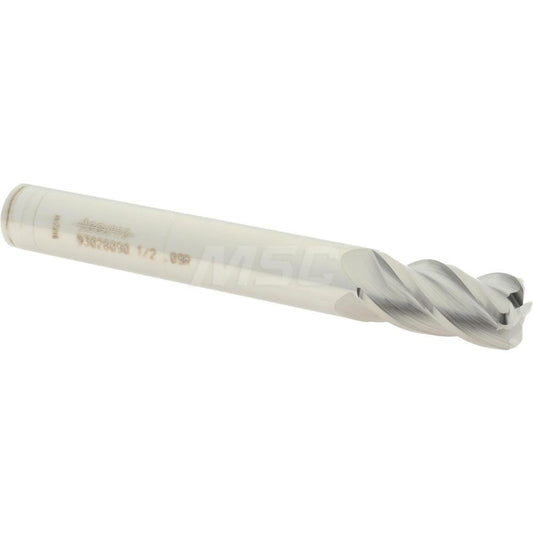Accupro 93028090 Corner Radius End Mill 1/2" Dia, 1" LOC, 0.09" Radius, 4 Flutes, Solid Carbide
