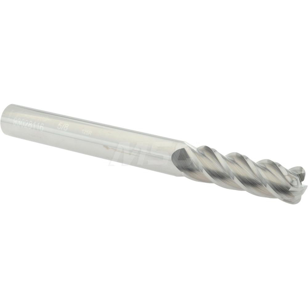 Accupro 93028116 Corner Radius End Mill 5/8" Dia, 2" LOC, 1/8" Radius, 4 Flutes, Solid Carbide
