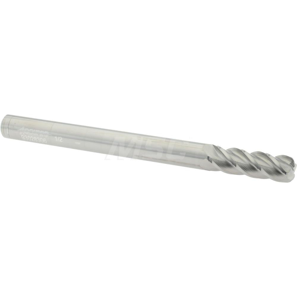 Accupro 93028306 Corner Radius End Mill 1/2" Dia, 1-1/2" LOC, 1/8" Radius, 4 Flutes, Solid Carbide