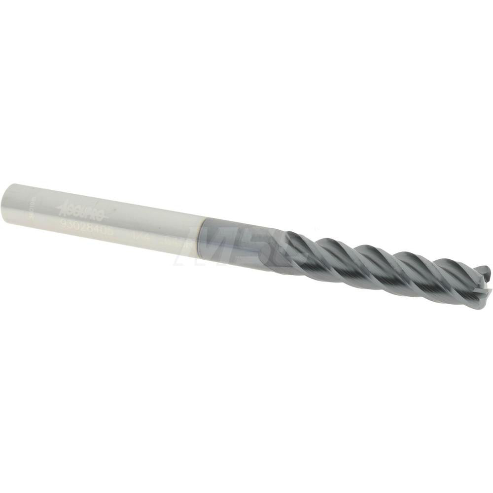 Accupro 93028405 Corner Radius End Mill 1/4" Dia, 1-1/8" LOC, 0.045" Radius, 4 Flutes, Solid Carbide