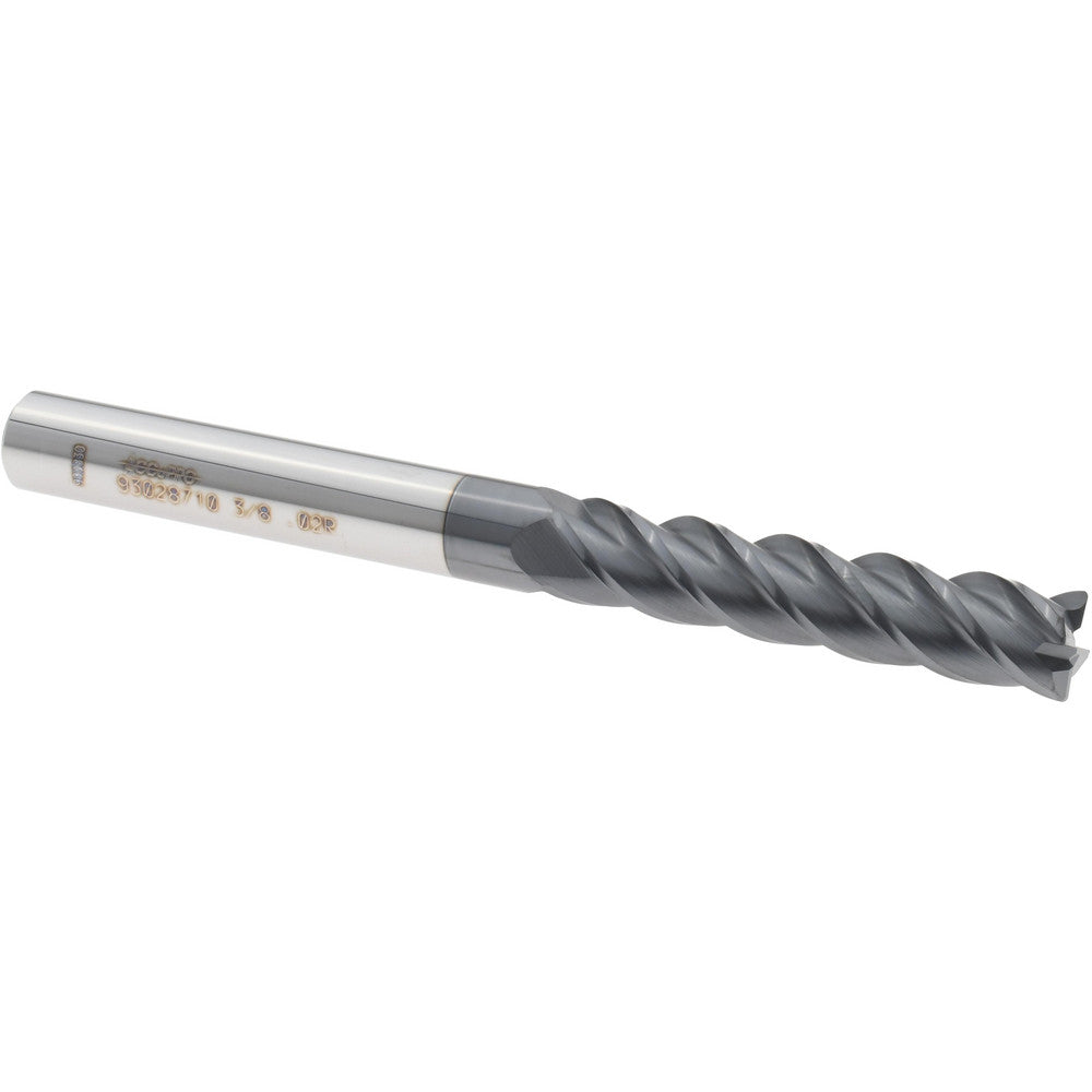 Accupro 93028710 Corner Radius End Mill 3/8" Dia, 1-3/4" LOC, 0.0200" Radius, 4 Flute, Solid Carbide
