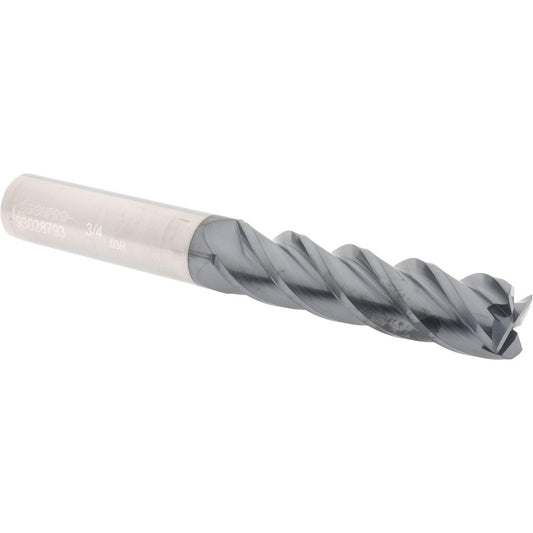 Accupro 93028793 Corner Radius End Mill 3/4" Dia, 3" LOC, 0.03" Radius, 4 Flutes, Solid Carbide