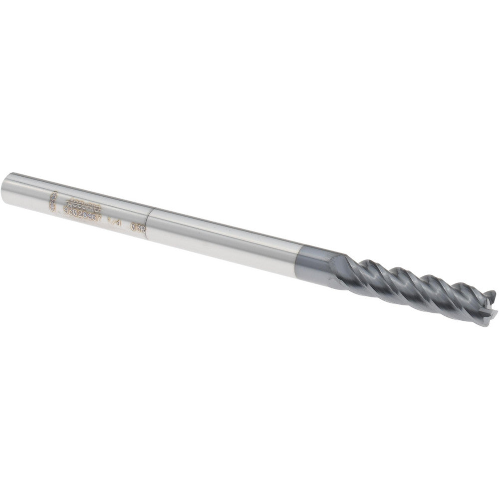 Accupro 93028967 Corner Radius End Mill 1/4" Dia, 1" LOC, 0.0300" Radius, 4 Flute, Solid Carbide