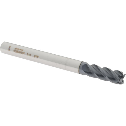 Accupro 93028991 Corner Radius End Mill 3/8" Dia, 1" LOC, 0.01" Radius, 4 Flutes, Solid Carbide