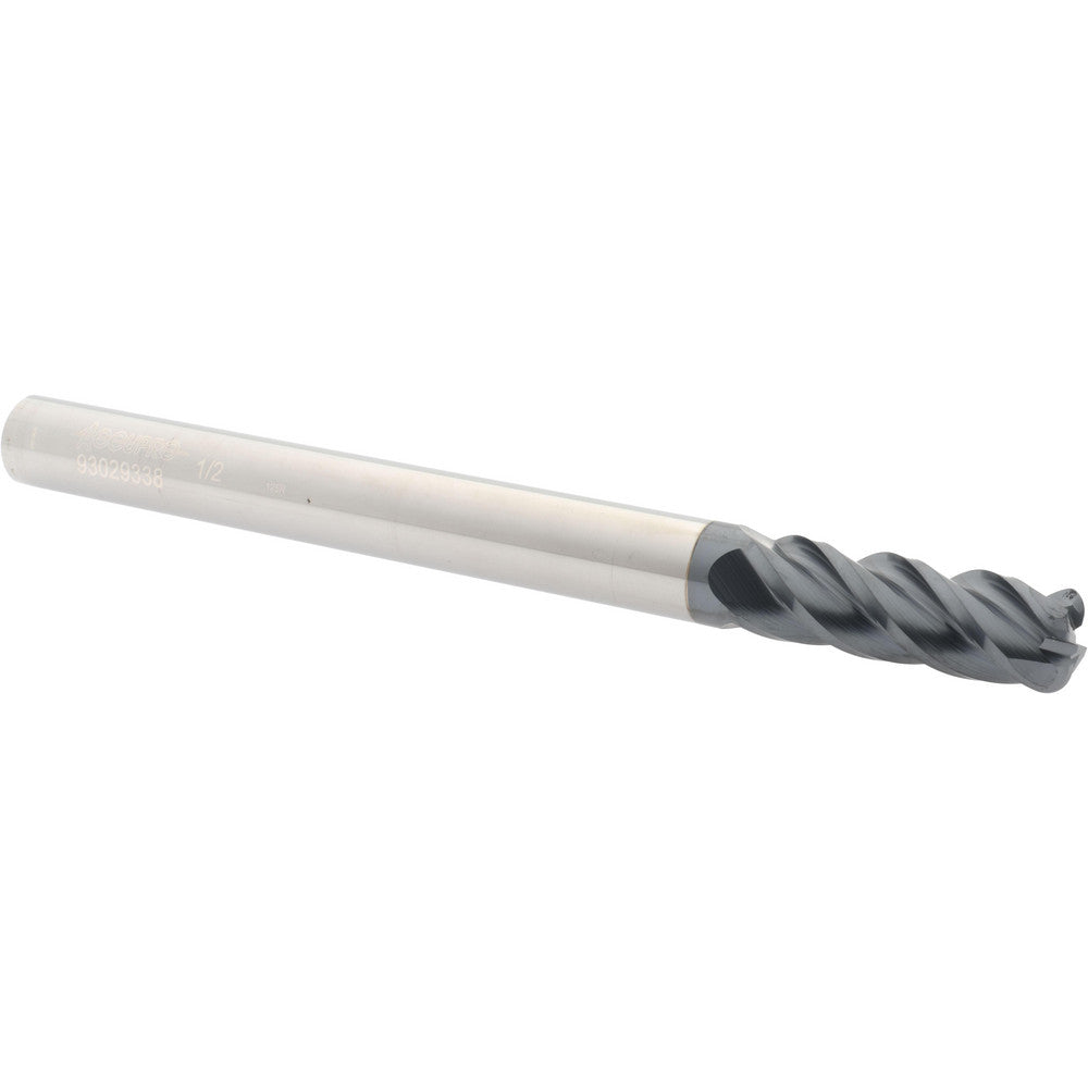 Accupro 93029338 Corner Radius End Mill 1/2" Dia, 1-1/2" LOC, 1/8" Radius, 4 Flutes, Solid Carbide