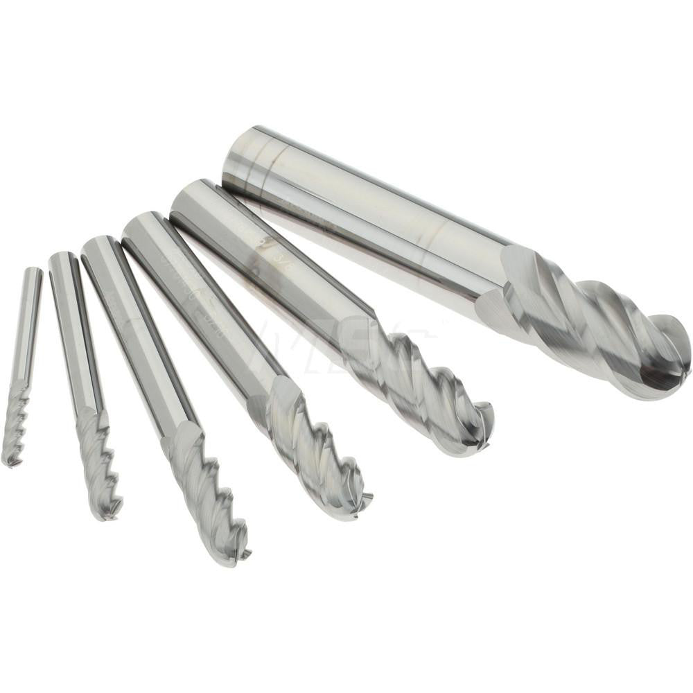 Accupro 93031284 End Mill Set 4 Flute, Ball End