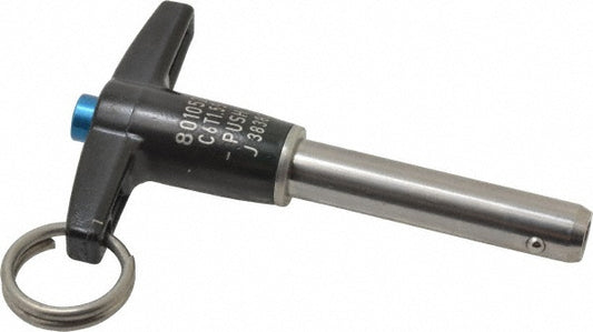 Jergens 801052 Push-Button Quick-Release Pin T-Handle, 3/8" Pin Dia, 1-1/2" Usable Length