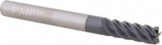 Kyocera SGS Precision Tools 32659 Square End Mill 1/4" Dia, 3/4" LOC, 5 Flute, Solid Carbide