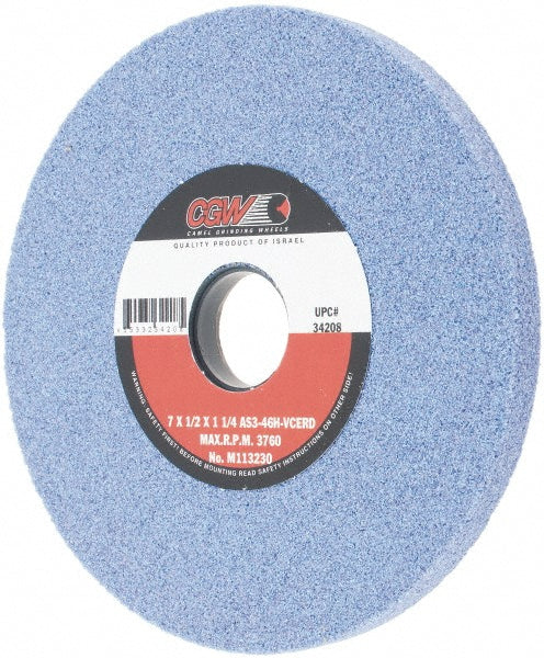 CGW Abrasives 34208 Surface Grinding Wheel 7" Dia, 1/2" Thick, 1-1/4" Hole, 46 Grit, H Hardness