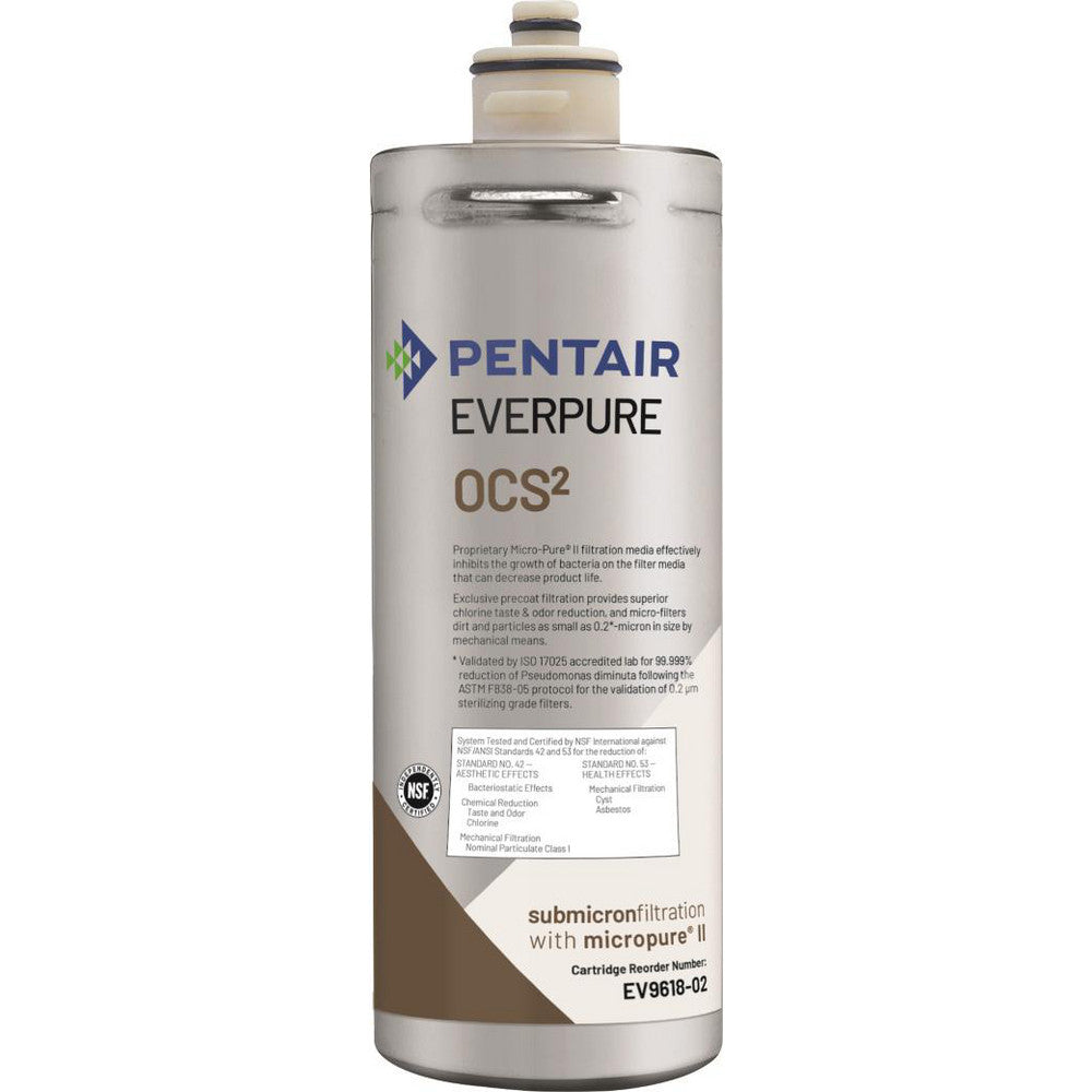 Pentair Everpure EV961802 Cartridge Filters Length (Inch) 10-1/4  Outside Diameter (Inch) 3-1/4  Micron Rating 0.5  Construction Pleated  Material Carbon Phosphate  Reduces Chlorine Sediment Taste & Odor Asbestos Bacteria Growth Limescale Cysts
