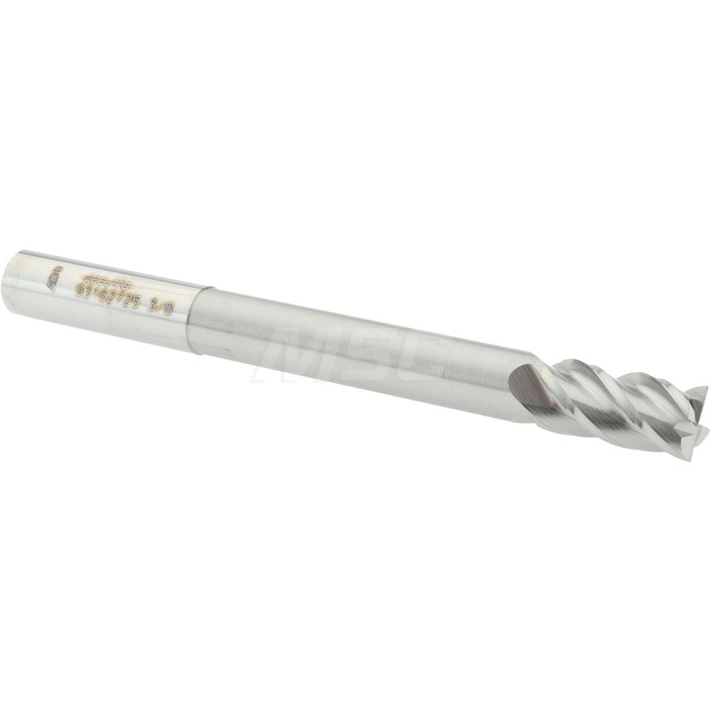 Accupro 93162725 Square End Mill 3/8'' Dia, 3/4'' LOC, 3/8'' Shank Dia, 4'' OAL, 4 Flutes, Solid Carbide