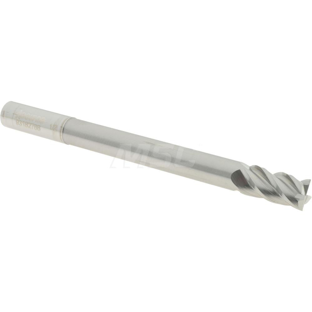 Accupro 93162766 Square End Mill 1/2'' Dia, 1'' LOC, 1/2'' Shank Dia, 6'' OAL, 4 Flutes, Solid Carbide