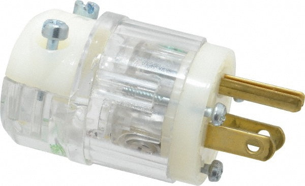 Leviton 8215-PLC Straight Blade Plug Hospital, 5-15P, 125VAC, Clear