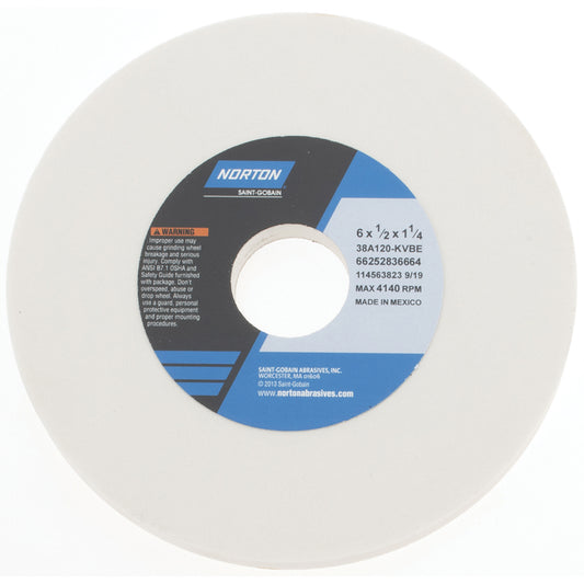 Norton 66252836664 Surface Grinding Wheel 6" Dia, 1/2" Thick, 1-1/4" Hole, 120 Grit, K Hardness