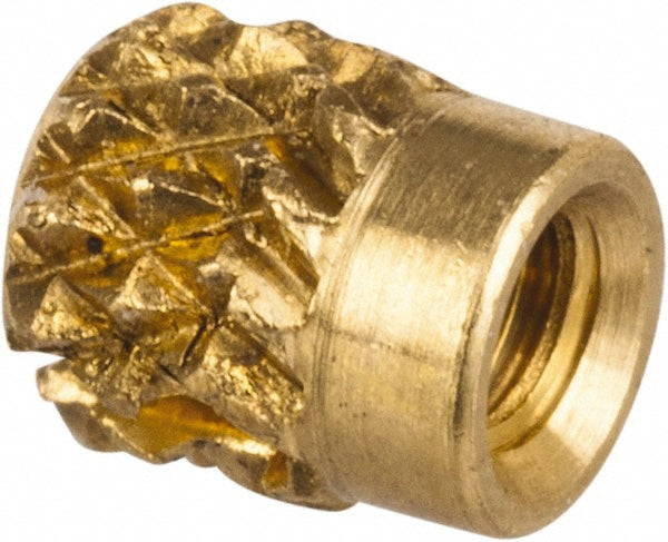 E-Z LOK 240-000-BR #0-80 UNF Brass Flush Press Fit Threaded Insert for Plastic