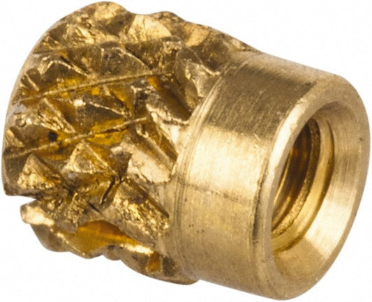 E-Z LOK 240-000-BR #0-80 UNF Brass Flush Press Fit Threaded Insert for Plastic
