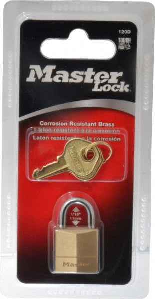 Master Lock 120D Padlock Solid Brass, Keyed Different, 3/4" Wide