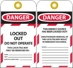 AccuformNMC LOTAG38-25 Lockout Tag 3" High, Unrippable Vinyl, "DANGER"