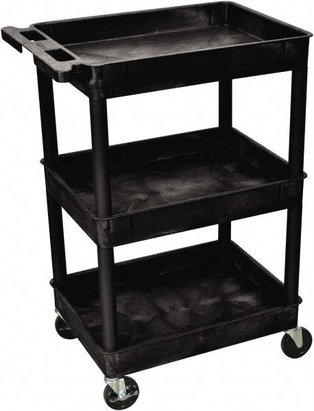 Luxor STC111-B Shelf Utility Cart Plastic, Black
