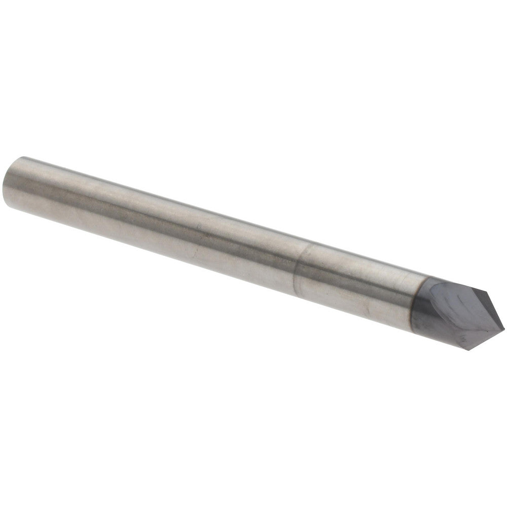 Harvey Tool 47645-C3 Chamfer Mill 1/4" Dia, 1/4" Shank Dia, 90 deg, 2 Flute, Solid Carbide, Single End