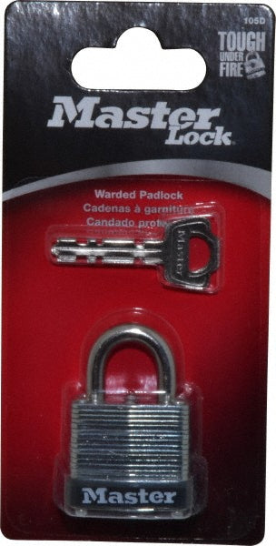 Master Lock 105D Padlock Steel, Keyed Different, 1-1/8" Wide