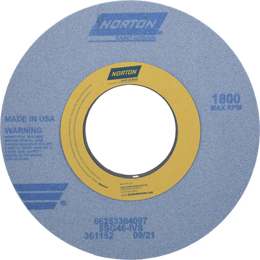 Norton 66253364097 Surface Grinding Wheel 14" Dia, 1-1/2" Thick, 5" Hole, 46 Grit, I Hardness