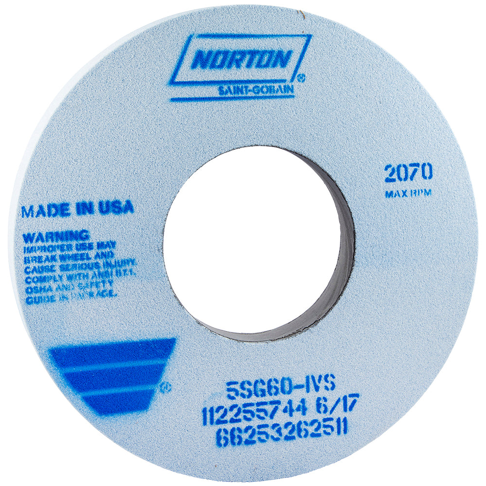 Norton 66253262511 Surface Grinding Wheel 12" Dia, 1" Thick, 5" Hole, 60 Grit, I Hardness