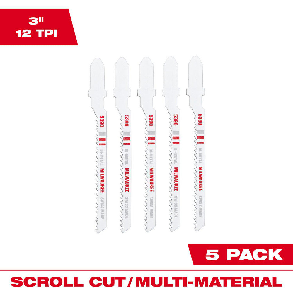 Milwaukee Tool 48-42-5390 Jigsaw Blades Blade Material Bi-Metal  Blade Length (Inch) 3  Blade Length (mm) 3  Blade Width (Decimal Inch) 0.28125  Blade Width (Inch) 9/32  Blade Thickness (Decimal Inch) 0.1