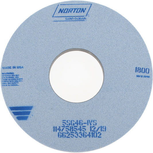 Norton 66253364102 Surface Grinding Wheel 14" Dia, 1-1/2" Thick, 5" Hole, 46 Grit, I Hardness