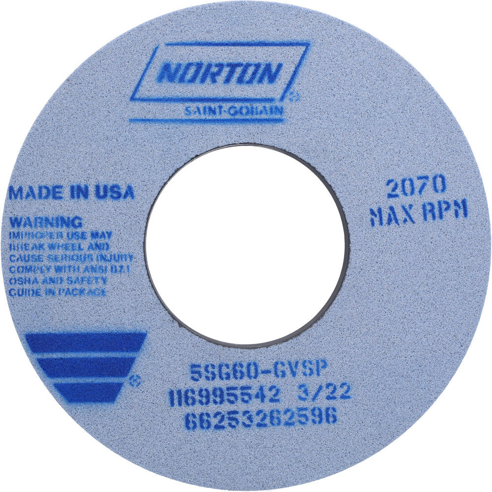 Norton 66253262596 Surface Grinding Wheel 12" Dia, 1-1/2" Thick, 5" Hole, 60 Grit, G Hardness