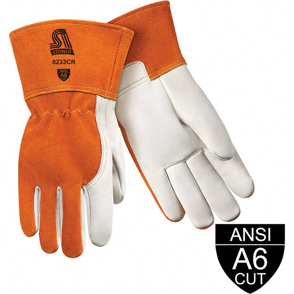 Steiner 0233CR-2X Welding Gloves Size 2X-Large, Grain Cowhide Leather, MIG Welding Application